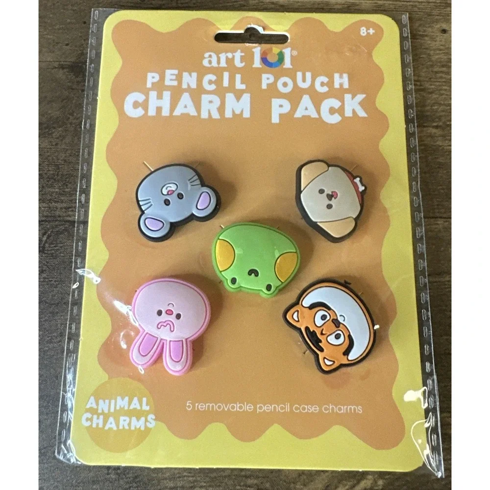 Art 101 Pencil Pouch Charm Set Lot of 8 Food Gamer Cute Sport Wild Animal School